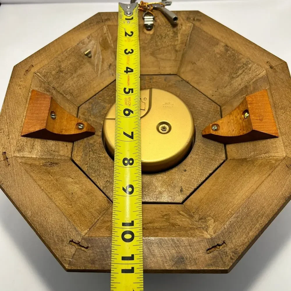 MCM 8 Day Wall Clock In Wooden Octagon Frame Made in France Untested‎